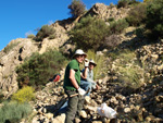 Grupo Mineralógico de Alicante.  Afloramiento de Celestina. Barranco del Mulo. Ulea. Murcia 